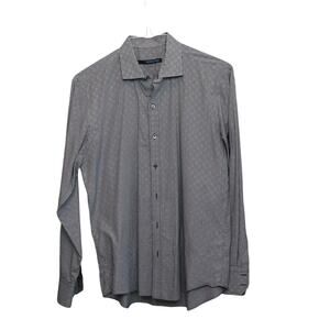 Zachary Prell Black White Micro Check Button-Up Shirt Men’s Medium